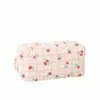 Bolsa de Cosméticos Floral de Gran Capacidad Acolchada de Algodón Flor Ins Estudiante Porta Lápices Portátil Cosméticos Neceser Bolsita de Cosméticos