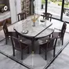 Nuevo juego de mesa y sillas plegables de madera maciza estilo chino, mesa de comedor rectangular extensible y plegable para uso doméstico, con tablero de losa de roca