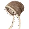 Gorro Estilo Bohemio con Borla de Concha Calado para Mujer, Sombrero Delgado Transpirable para Primavera y Verano que Hace que la Cara Parezca Más Pequeña