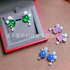 Pendientes de gota de crisoprasa incrustada, pendientes de hebilla de paz de crisoprasa blanca, estilo nicho, pendientes de jade de crisoprasa de lujo ligero