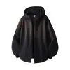 Moletons Cardigan Masculinos e Femininos, Novos Moletons com Capuz Populares para Outono e Inverno, Versão Pública de Cor Lisa, Jaquetas Esportivas Casuais Largas