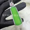 Pingente de Calcedônia Verde Gelo Incrustada Banhado a Prata Atacado, Pingente de Ágata Verde Brilhante, Pingente de Colar de Jade