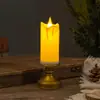 Luz de Vela Eletrônica Simulada LED, Castiçal Clássico Retrô em Forma de Gota Profunda, Decoração Atmosférica para Mesa, Pequeno Ornamento de Luz Noturna