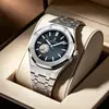 Reloj Mecánico Nuevo para Hombre Aimana con Correa de Acero Esqueleto y Movimiento Transparente, Venta al por Mayor y Dropshipping para Ventas en Vivo de Comercio Exterior