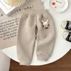 Pantalones con Abertura Inferior para Bebés Niños, Primavera, Otoño e Invierno, Forro Fino de Felpa, Ropa Exterior, Pantalones con Abertura Inferior para Bebés, Pantalones Deportivos para Niños, Felpa Integrada, Niñas