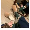 Zapatos de Cuero y Piel Gruesos de Invierno con Suela Cálida, Punta Ancha, Zapatos Peludos, Zapatos Birkenstock para Mujer