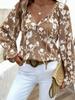 Tejido de punto jacquard para mujer de exportación europea y americana, elegante camisa casual de manga larga floral con bordado calado para mujer
