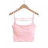 Nuevo Sexy Verano Ombligo Puro Quiere Usar Camisola Top Base con Lazo para Mujer (con almohadilla para el pecho)