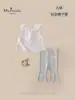XiafanVerão Novo Estilo Conjunto Infantil e de Bebê Classe A, Camisa Fina, Calça de 9 Pontos Confortável, Conjunto de Duas Peças Leggings