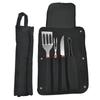 Venta Directa Spot Mango de Madera Set de Barbacoa para BBQ Barbacoa Tenazas Horquilla Pala Cuchillo Delantal Bolsa de Tela Oxford Parrilla Juego de Cinco Piezas