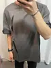 Cleanfit Deconstrucción gris oscuro Camiseta Pesada para Hombre Verano Malla Puntada Hombro Manga Corta Estilo Americano High Street Manga Media