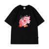 Camiseta de Manga Curta Transfronteiriça Masculina e Feminina Estilo Coreano Casual Simples 2024 Novo Gola Redonda Vestido de Verão Manga Cinco Pontos Camiseta de Casal