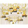 XL041 Colgante Espiral PVC Excavadora Construcción Colgante Decoración Fiesta Remolinos de Papel Metálico Banner