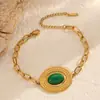 Pulsera Europea y Americana de Acero Inoxidable Estrella de Mar Acero Titanio Chapado en Oro de 18K Joyería para Mujer Pulsera de Circonias de Alta Gama Accesorios de Bambú