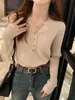Suéter de punto blanco para mujer para otoño e invierno, estilo nuevo, estilo elegante, capa base, top de manga larga, talla única