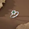 Anillo de Flor de Hielo de Zirconia de Plata de Ley S925 Yincheng para Mujer Moda Anillo Incrustado de Jade Natural Soporte de Anillo de Cola Abierta