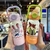 Taza Aislada Judy y Nick de Zootopia Taza con Popote para Niños Modelo Nuevo 2026 Botella de Agua Especial para Estudiantes Mujeres que Van a la Escuela