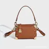Bolso nuevo de cuero genuino para mujer, bolso tipo caja sidetrunk, moderno bolso vintage para el hombro, versátil para el trabajo, bolso de mano y bolso cruzado