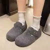 Colección de invierno 2026: Pantuflas de felpa estilo Birkenstock para mujer, versátiles, engrosadas y forradas de polar para mayor comodidad, diseño fácil de poner, zapatos cálidos de algodón y mocasines para mujer