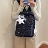 Estampa de estrelas da moda, design de céu estrelado, Tecido Oxford 2026, simples e fofo, grande capacidade, mochila para estudante universitário