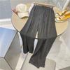 Calça de Tricô Ampla com Estampa de Floco de Neve Feminina Outono/Inverno Cintura Alta Emagrecedora Caimento Solto Reta Esportiva Casual Versátil