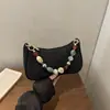 Bolso de Mano de Mezclilla Ligero de Moda con Cuentas para Mujer, Verano 2026, Bolso Cruzado Sencillo con Cadena para el Trabajo