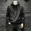 Chaqueta de Trabajo con Capucha para Primavera y Otoño para Hombre de Gama Alta Holgada Estilo Callejero Cortavientos Versátil Impermeable Patchwork Informal Tendencia