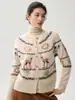 Tejido jacquard retro, nueva colección otoño 2026, cárdigan de cachemira para mujer, cuello redondo, prenda exterior de cachemira bordada por toda la prenda