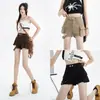 Nuevos Shorts de Mezclilla Elásticos Ajustados de Estilo Militar Versátiles para Todas las Estaciones, Tendencia Callejera Otoño 2025