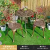 Mesa y Sillas de Balcón de Aluminio Fundido Estilo Europeo Set Exterior de Tres Piezas Terraza Patio Silla de Hierro Combinación de Mesa de Café Pequeña Jardín Exterior