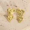 Pendientes Dorados en Forma de Corazón Estilo Europeo y Americano, Pendientes de Botón de Alta Gama para Mujer, Pendientes de Acero Inoxidable de Lujo Ligero, Personalización Profesional de Joyería