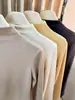 Cor de Chá de Leite Gola Alta Meia Gola Lã Escovada Camada Base Quente Feminina Outono e Inverno Nova Blusa Camiseta Elegante de Manga Longa Slim-Fit