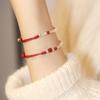 Pulsera Nueva de Bambú para Examen de Admisión de Posgrado para Mujeres Benmingnian Nicho Lujo Ligero Diseño de Ónix Rojo Cuerda de Mano Hecha a Mano Amuletos