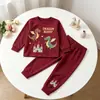 Ropa interior para niños europea y americana, Ropa para niños de primavera, otoño e invierno, Ropa para el hogar, Conjunto de dinosaurios para niños y niñas, Pijama de dos piezas al por mayor