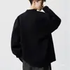 Suéter cardigan masculino xadrez patchwork falso duas peças, inverno, caimento solto, peça externa de tricô casual