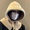 Atacado Coreia do Sul Balaclava Feminino Inverno Quente Chapéu Bavete Peça Única Par Protetor de Ouvido Chapéu de Lã Tricotado