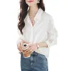 Camisas de Lujo Ligero para Mujer Otoño Nuevo Delgado Casual Moda Protección Solar Diseño de Camisa Blanca para Mujer