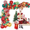 Novo terno de corrente de balão de Natal decoração de festa boneco de gengibre muleta pirulito vermelho verde balão de látex