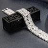 Pulsera hihop ancha chapada en plata con forma de corazón, flor de coche, amor, cadena de reloj, temperamento dominante, pulsera de amor de tres hojas