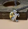 Collar de unicornio vintage de plata de ley 925 colgante tridimensional de doble cara de Pegaso cadena para suéter de personalidad para hombres y mujeres venta al por mayor