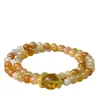 Nuevo Pulsera de Doble Círculo de Jade de Seda Dorada Natural, Exquisita y Versátil Pulsera de Diseño DIY de Gama Alta para Mujer como Regalo para Mamá