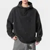 Sudadera con capucha texturizada estilo americano para hombre, moderna de otoño, cuello alto, cortavientos, estilo old money, ropa exterior para hombre