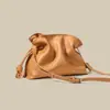 Bolso de Mujer de Piel Genuina 2025 Estilo Nuevo Gama Alta Casual Versátil Cierre de Cordón Textura Bolsa de la Suerte Bolso de Hombro Único Cruzado Bolso de Mujer