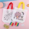 Bolsa de Tela No Tejida para Graffiti DIY Infantil Bolsa Tote con Dibujo Lineal en Blanco Kit de Materiales para Colorear y Pintar Hecho a Mano para Jardín de Infancia
