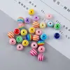 Ojo de Diablo de Resina Redondo Plano Rayas Arcoíris Cuentas Sueltas para Pulsera Hecha a Mano DIY Collar Accesorios de Joyería Materiales
