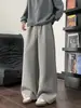 Pantalones de Pierna Ancha Estilo Americano Ajuste Limpio para Hombre Otoño e Invierno Pantalones Gruesos de Cachemir Pesado Pantalones Rectos Sueltos Casuales para Hombre