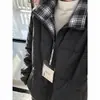 Jaqueta acolchoada xadrez patchwork grossa de inverno transfronteiriça, jaqueta baseball masculina de primavera sem capuz com gola alta, agasalho casual moderno