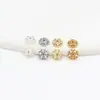 Pulseira/Colar Espaçador de Flor Oca com Diamante Micro-Incustado Banhado a Ouro 18K Acessórios para Joias de Contas DIY C21