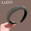 Diadema de Esponja Negra de Lujo con Pedrería Completa, Borde Ancho, Antideslizante, Accesorio para el Cabello de Alta Gama para Mujeres, Estilo Nuevo, Diadema de Alta Presión en la Parte Superior del Cráneo