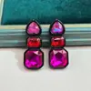Nuevos Pendientes de Moda de Lujo Cuadrados Geométricos Diamante Brillante Pendientes de Alta Gama Pendientes Coloridos Amor Soñador Venta al por Mayor